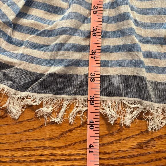 Randi & Will Long Open Cardigan Blue & White Stripe Women's One Size Sleeveless - Picture 8 of 9